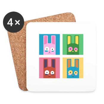Congélateur Lapin Pop Art - Dessous de verre (lot de 4) - blanc - Devant