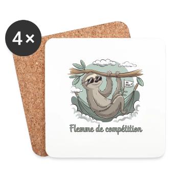 Flemme de compétition - Design détente paresseux - Dessous de verre (lot de 4) - blanc - Devant