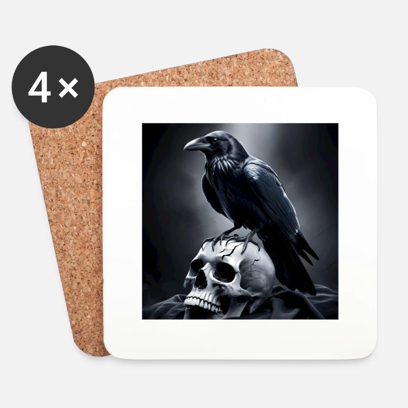 Raven 1 - Untersetzer (4er-Set) - Weiß