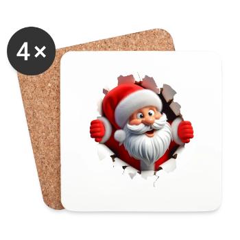 Santa in the hole from the front 3 - Coasters (set of 4) - white - Front