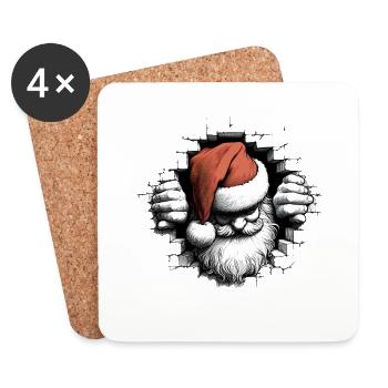 Santa in the hole from the front 5 - Coasters (set of 4) - white - Front