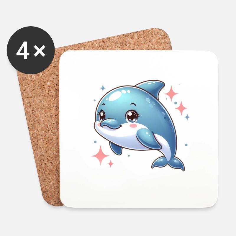 dolphin - Coasters (set of 4) - white