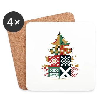 Tannenbaum Weihnachten Winter - Untersetzer (4er-Set) - Weiß - Vorne