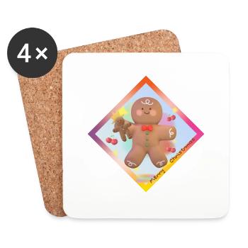Biscuit Joyeux Noël Blanc - Dessous de verre (lot de 4) - blanc - Devant