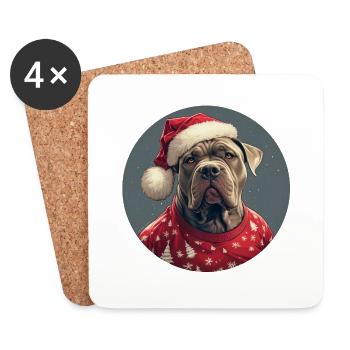Motif de Noël avec un Cane Corso - Dessous de verre (lot de 4) - blanc - Devant
