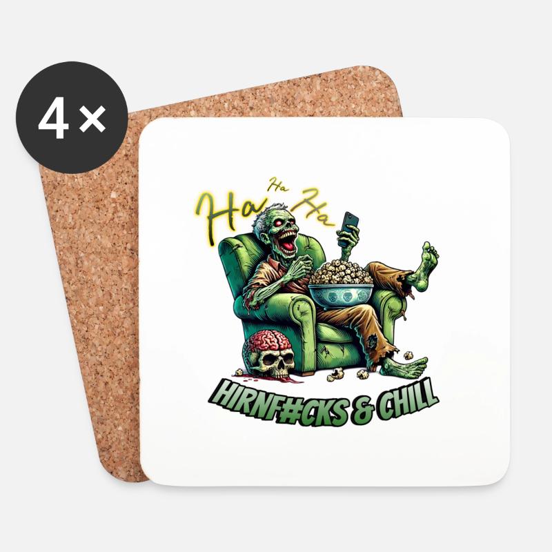 Hirnf#cks & Chill - Untersetzer (4er-Set) - Weiß
