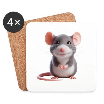 Mouse 3 - Coasters (set of 4) - white - Front