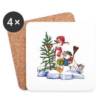 Canard de Noël - Dessous de verre (lot de 4) - blanc - Devant