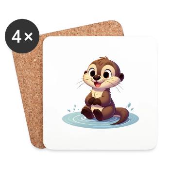 loutre 3 - Dessous de verre (lot de 4) - blanc - Devant