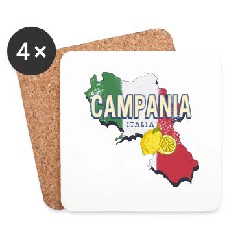 Campanie Italie Région Rétro Carte Murale Vintage - Dessous de verre (lot de 4) - blanc - Devant
