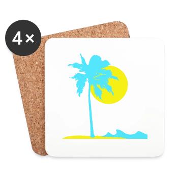 Palm Tree Island Plage Vacances Soleil Mer Belle Soirée - Dessous de verre (lot de 4) - blanc - Devant