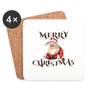 Santa Merry Christmas - Untersetzer (4er-Set) - Weiß - Vorne