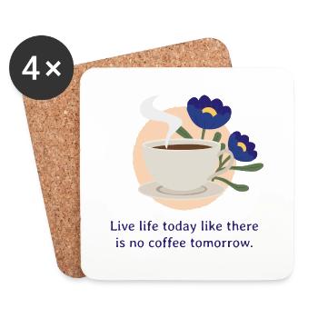 Kaffeeliebhaber-Mantra blau - Untersetzer (4er-Set) - Weiß - Vorne