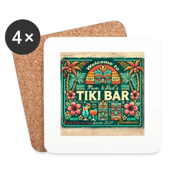 Mum & Dads Tiki Bar - Coasters (set of 4) - white - Front
