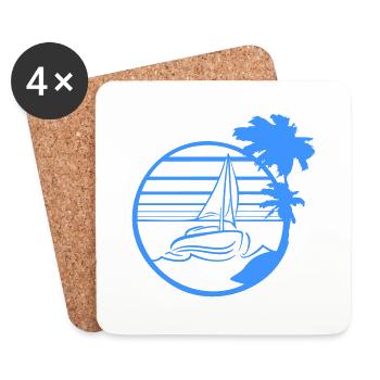 Ship Sun Stripe Sailor Captain Water Boat - Coasters (set of 4) - white - Front