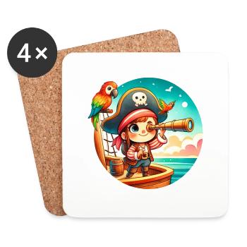 Pirate Skull for Girl - Coasters (set of 4) - white - Front
