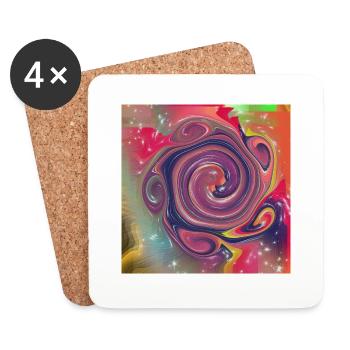 Motifs abstraits avec différentes couleurs - Dessous de verre (lot de 4) - blanc - Devant