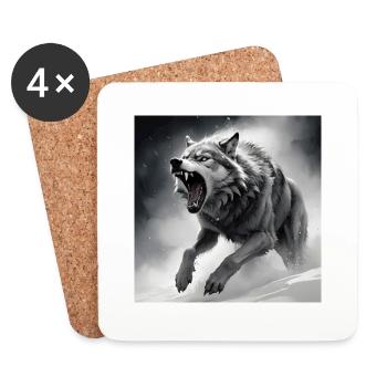 loup animal vecteur nature illustration design sauvage - Dessous de verre (lot de 4) - blanc - Devant