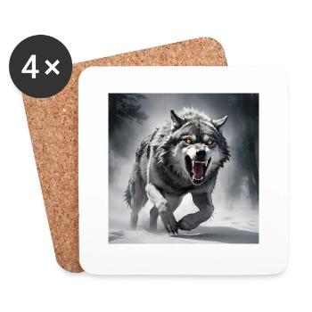 loup animal vecteur nature illustration design sauvage - Dessous de verre (lot de 4) - blanc - Devant