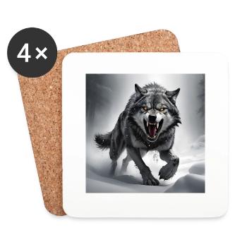 Wolf Tier Vektor Natur Illustration Design Wild - Untersetzer (4er-Set) - Weiß - Vorne