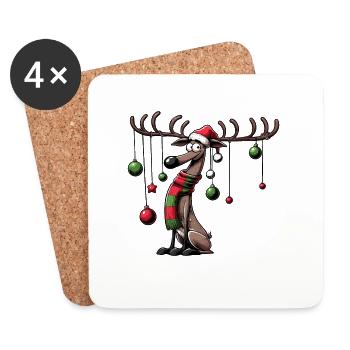 Moose Christmas Christmas Tree Christmas Gift - Coasters (set of 4) - white - Front