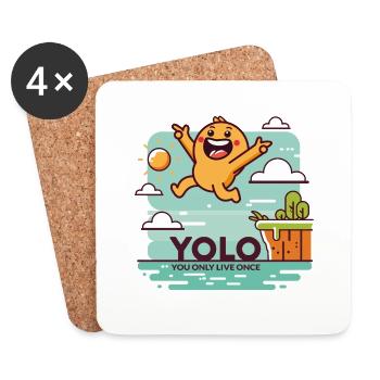 Design « Leap of Joy » YOLO - Dessous de verre (lot de 4) - blanc - Devant