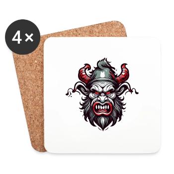 Krampus / Tradition / Culture / d’hiver - Dessous de verre (lot de 4) - blanc - Devant