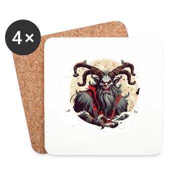 Krampus / Tradition / Culture / d’hiver - Dessous de verre (lot de 4) - blanc - Devant