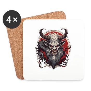 Krampus / Tradition / Culture / d’hiver - Dessous de verre (lot de 4) - blanc - Devant