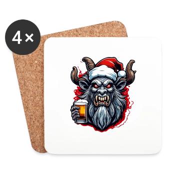 Krampus / Tradition / Culture / d’hiver - Dessous de verre (lot de 4) - blanc - Devant