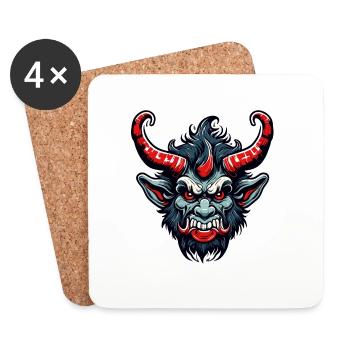 Krampus / Tradition / Culture / d’hiver - Dessous de verre (lot de 4) - blanc - Devant