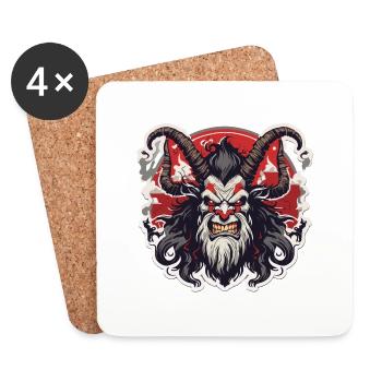 Krampus / Tradition / Culture / d’hiver - Dessous de verre (lot de 4) - blanc - Devant