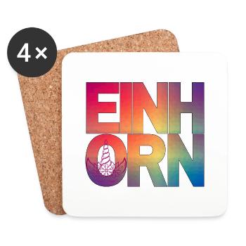 Einhorn in Regenbogenfarben - Untersetzer (4er-Set) - Weiß - Vorne