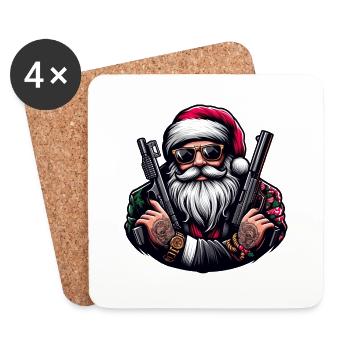 Gangster Santa mit zwei Pistolen - Untersetzer (4er-Set) - Weiß - Vorne