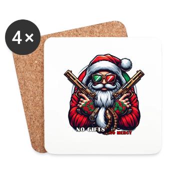 Gangster Santa mit Pistolen und lustigem Spruch - Untersetzer (4er-Set) - Weiß - Vorne