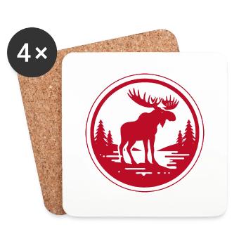 Rød elg - Coasters (set of 4) - white - Front