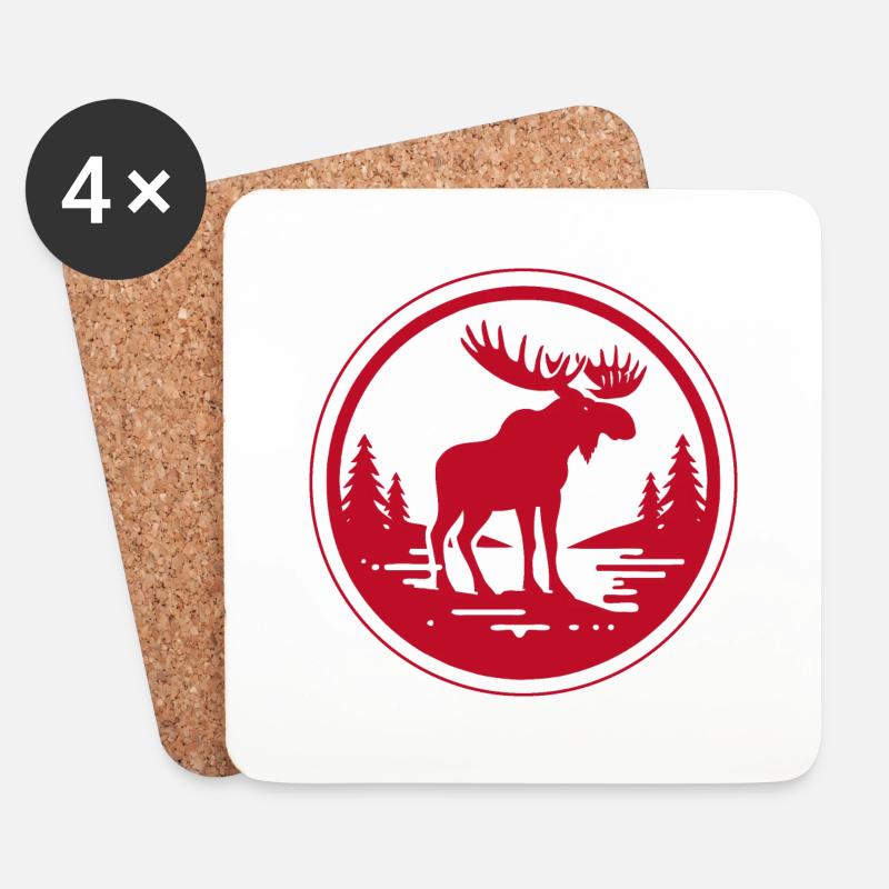 Rød elg - Untersetzer (4er-Set) - Weiß