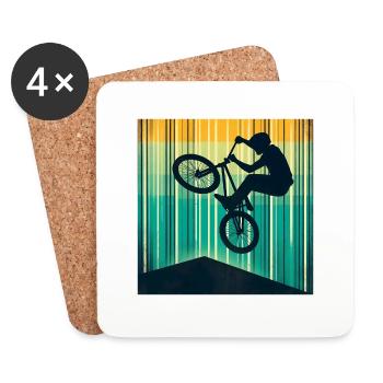 Fahrrad Motocross Vintage Radfahren - Untersetzer (4er-Set) - Weiß - Vorne