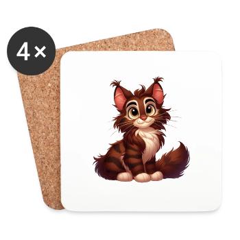 Maine Coon 8 - Untersetzer (4er-Set) - Weiß - Vorne