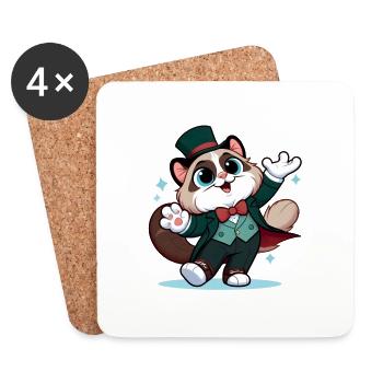 Magische Stoffpuppe - Untersetzer (4er-Set) - Weiß - Vorne