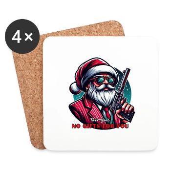 Mafia Weihnachtsmann, Keine Geschenke - Untersetzer (4er-Set) - Weiß - Vorne