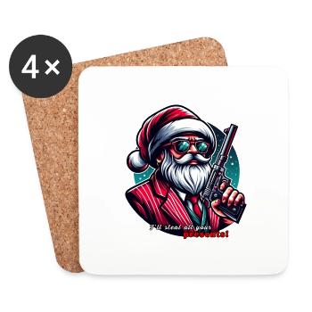 Mafia Weihnachtsmann,Ich klau deine Geschenke - Untersetzer (4er-Set) - Weiß - Vorne