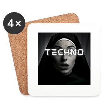 Surprised Techno Nun Design - Ready to Rave - Untersetzer (4er-Set) - Weiß - Vorne