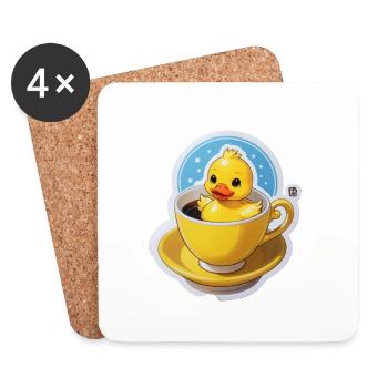Kaffee Ente - Untersetzer (4er-Set) - Weiß - Vorne