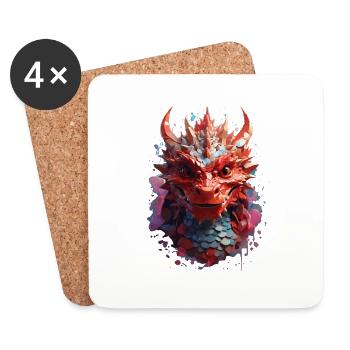 Drache - Untersetzer (4er-Set) - Weiß - Vorne