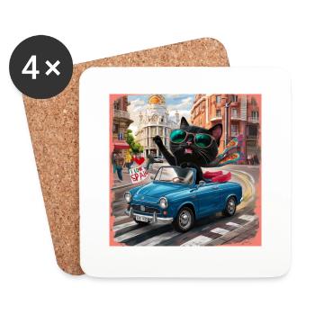 Cat on tour - I love Spain! - Madrid - Coasters (set of 4) - white - Front