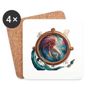 Poisson signe astrologique - Dessous de verre (lot de 4) - blanc - Devant