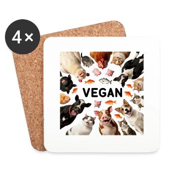 Vegan amoureux des animaux - Dessous de verre (lot de 4) - blanc - Devant