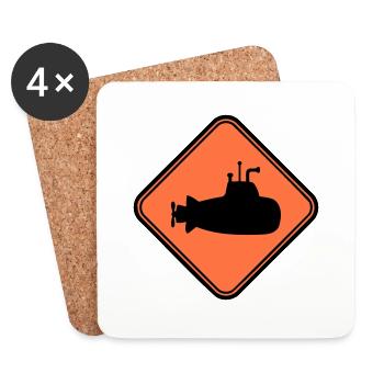 Bouclier sous-marin Avertissement Avertissement Avis de danger Logo - Dessous de verre (lot de 4) - blanc - Devant