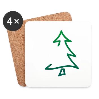 Merry Christmas Tree - Untersetzer (4er-Set) - Weiß - Vorne